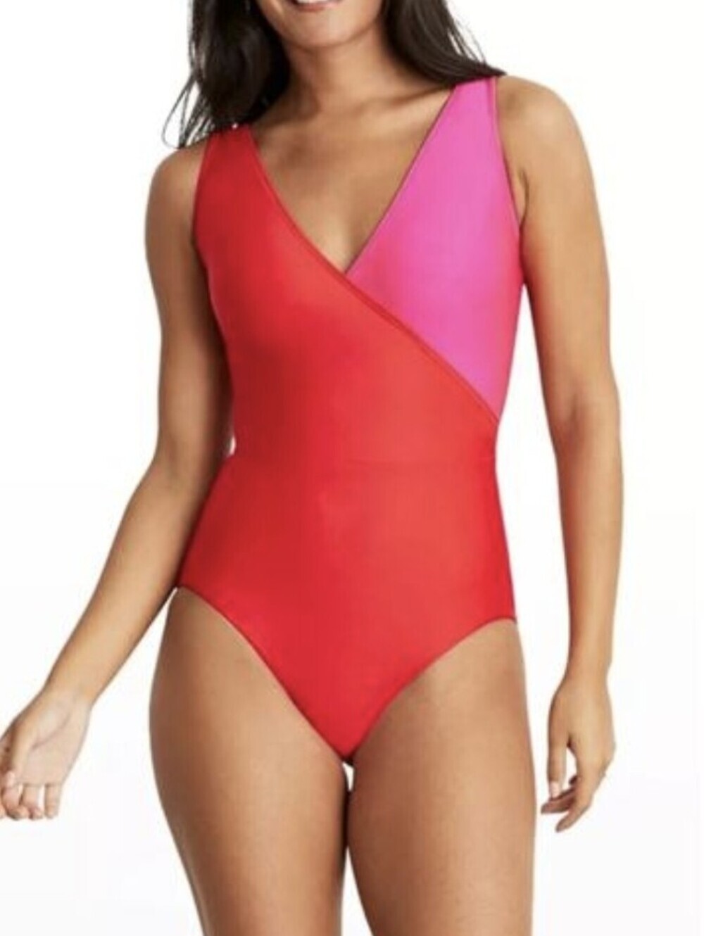 NWT Hermoza Vera Colorblock One Piece Swimsuit in Pink / Poppyred  Size 8